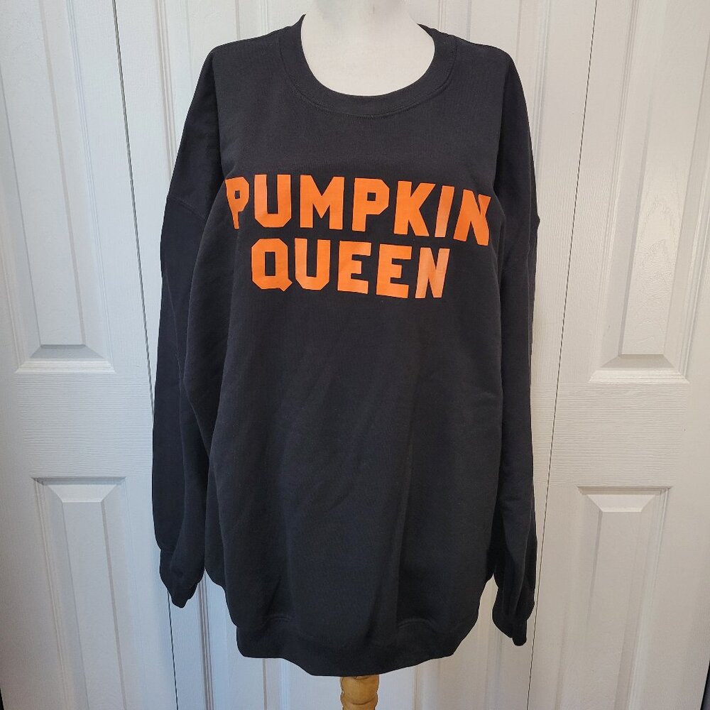 PUMPKIN QUEEN Black Orange Oversized Sweatshirt sz XXL EUC Halloween Costume
